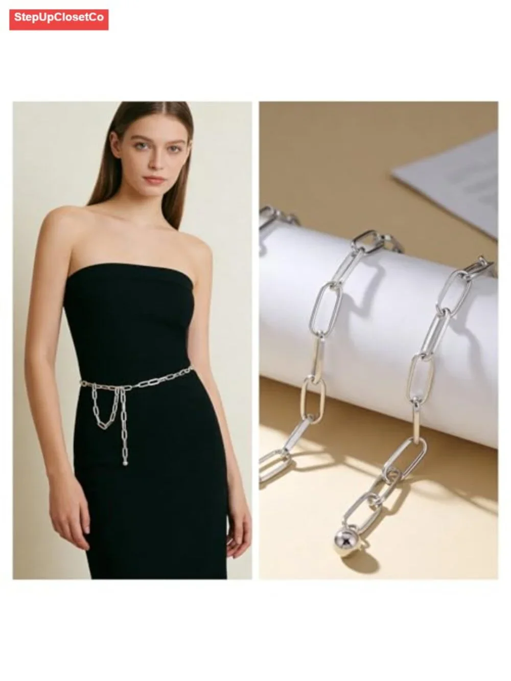 Silver Waist Chain Belt for Women Adjustable Metal Chain Belt for Jeans Dresses